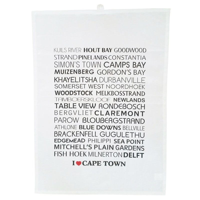 I Love Cape Town tea towel dishy designs 100 Cotton Textiles